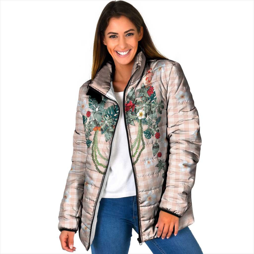 Peach Hawaiian Palaka Padded Jacket Kukui Nut Money Lei - Polynesian Pride
