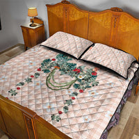 Peach Hawaiian Palaka Quilt Bed Set Kukui Nut Money Lei - Polynesian Pride