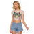 Peach Hawaiian Palaka Raglan Cropped T Shirt Kukui Nut Money Lei - Polynesian Pride