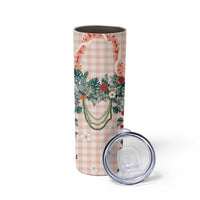 Peach Hawaiian Palaka Skinny Tumbler Kukui Nut Money Lei - Polynesian Pride