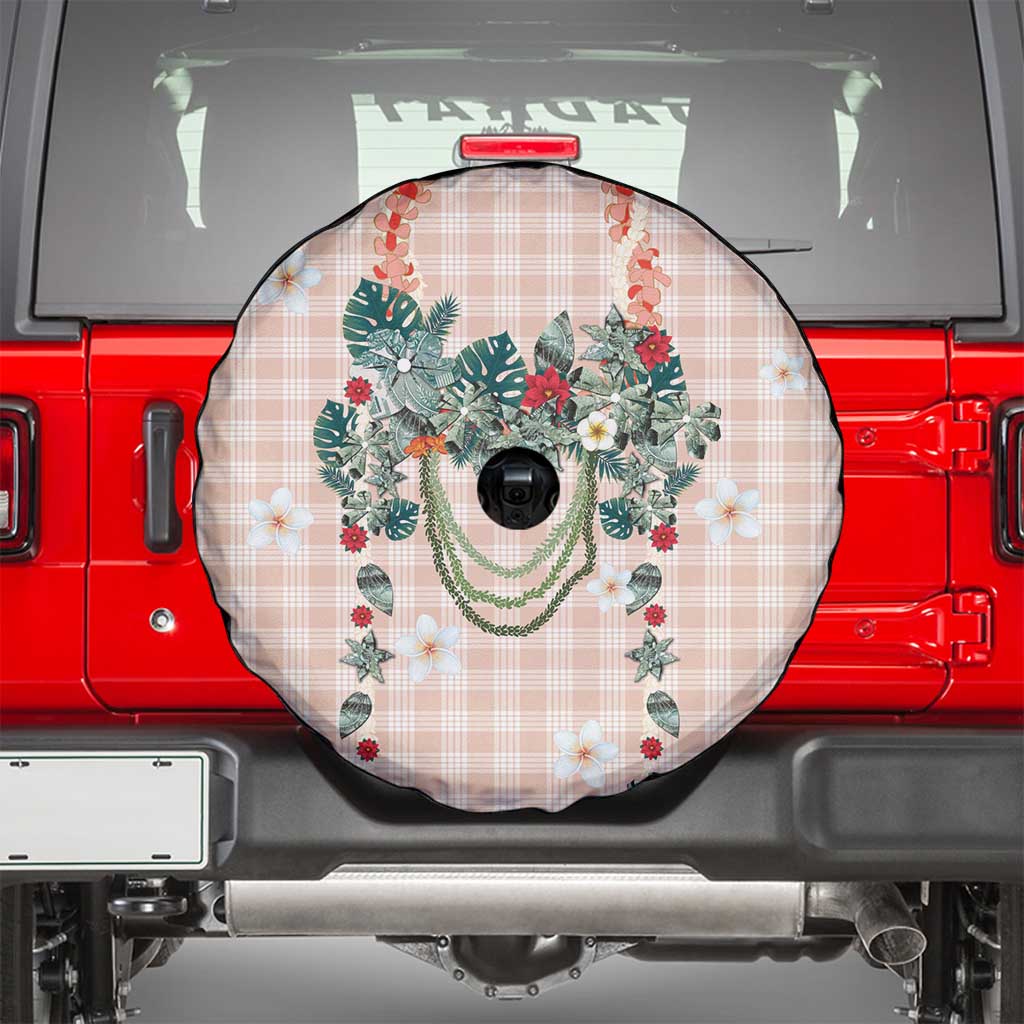 Peach Hawaiian Palaka Spare Tire Cover Kukui Nut Money Lei - Polynesian Pride