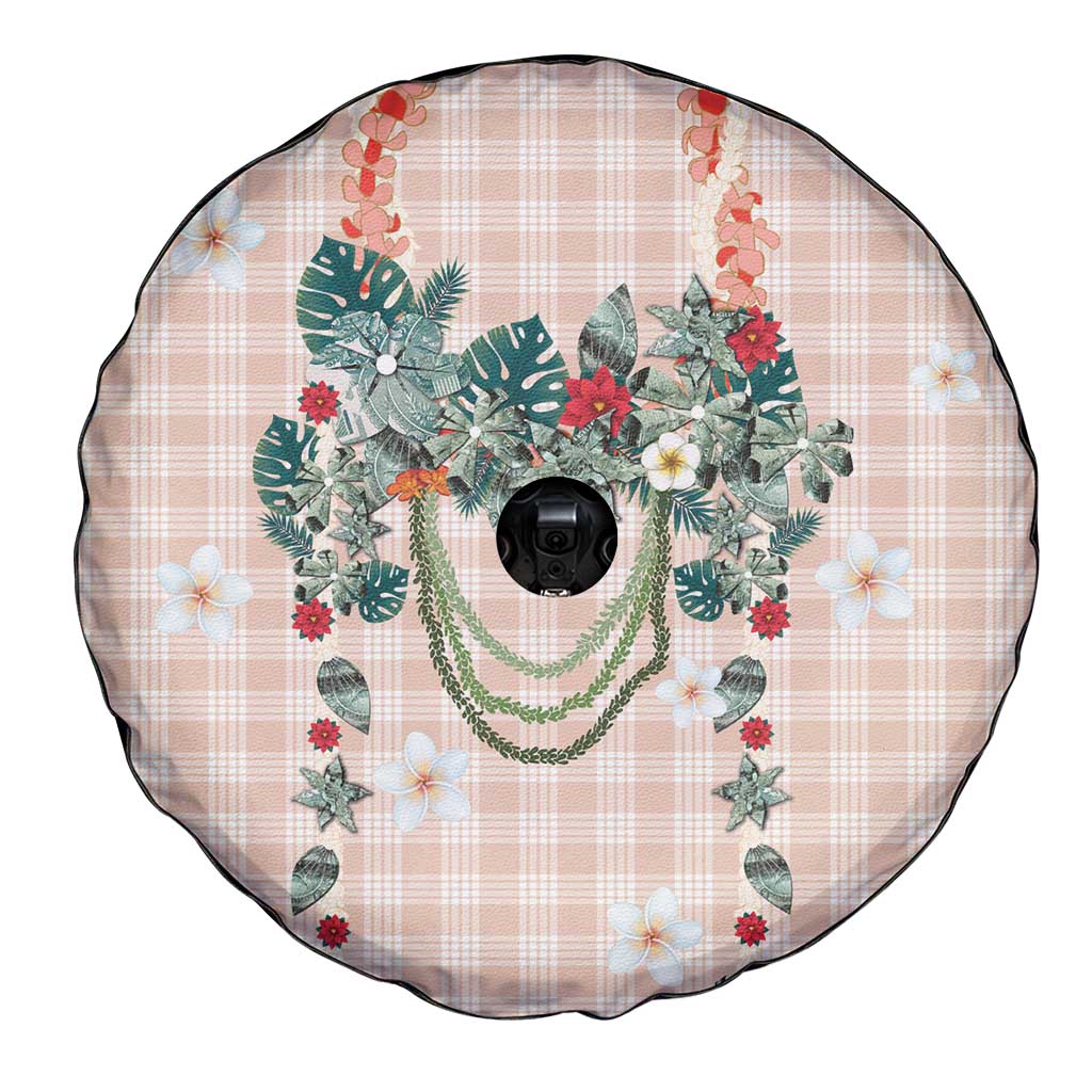 Peach Hawaiian Palaka Spare Tire Cover Kukui Nut Money Lei - Polynesian Pride