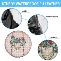 Peach Hawaiian Palaka Spare Tire Cover Kukui Nut Money Lei - Polynesian Pride