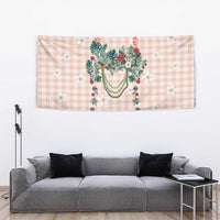 Peach Hawaiian Palaka Tapestry Kukui Nut Money Lei - Polynesian Pride