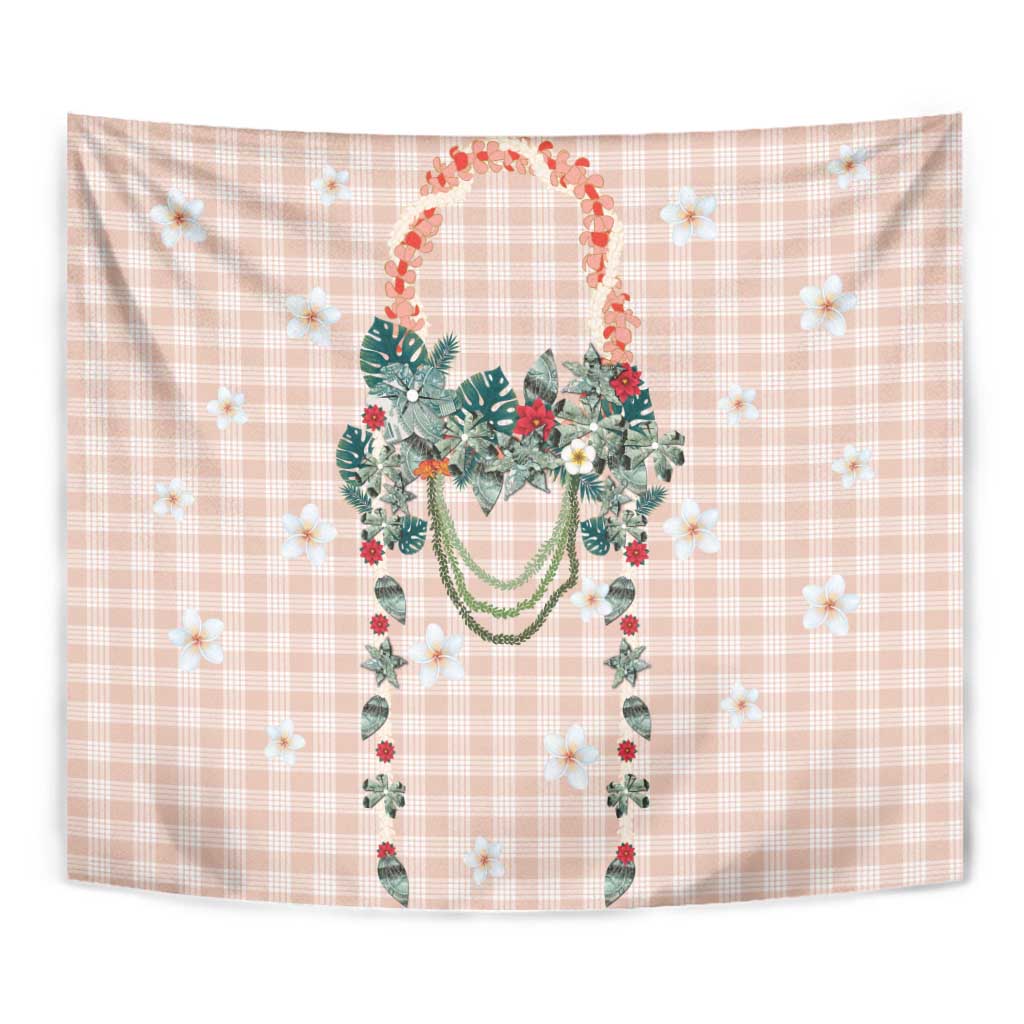 Peach Hawaiian Palaka Tapestry Kukui Nut Money Lei - Polynesian Pride