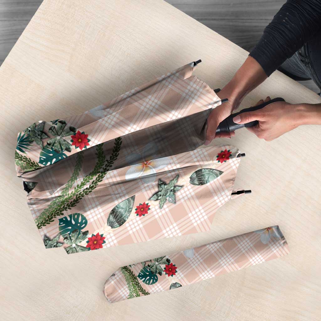 Peach Hawaiian Palaka Umbrella Kukui Nut Money Lei - Polynesian Pride