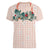 Peach Hawaiian Palaka Women V-Neck T-Shirt Kukui Nut Money Lei - Polynesian Pride