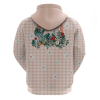 Peach Hawaiian Palaka Zip Hoodie Kukui Nut Money Lei - Polynesian Pride