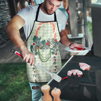 Sage Green Hawaiian Palaka Apron Kukui Nut Money Lei - Polynesian Pride