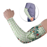 Sage Green Hawaiian Palaka Arm Sleeves Kukui Nut Money Lei - Polynesian Pride