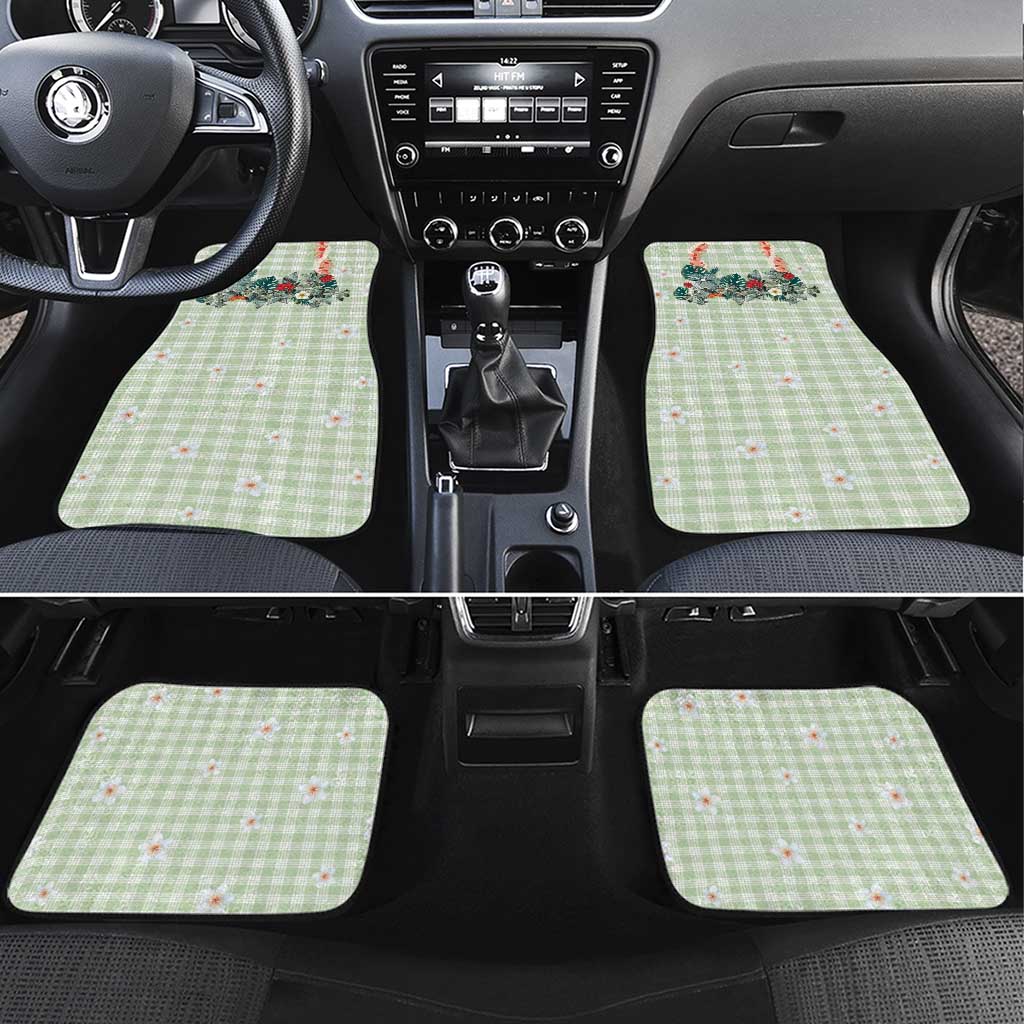 Sage Green Hawaiian Palaka Car Mats Kukui Nut Money Lei - Polynesian Pride