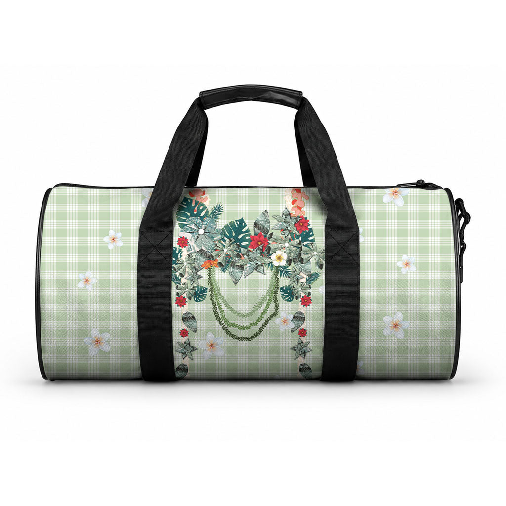 Sage Green Hawaiian Palaka Duffle Bag Kukui Nut Money Lei LT9 One size Green - Polynesian Pride
