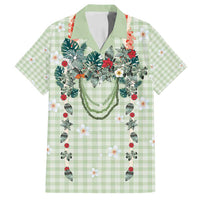 Sage Green Hawaiian Palaka Family Matching Long Sleeve Bodycon Dress and Hawaiian Shirt Kukui Nut Money Lei LT9 Dad's Shirt - Short Sleeve Green - Polynesian Pride