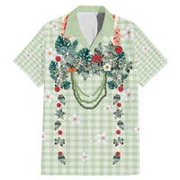 Sage Green Hawaiian Palaka Family Matching Mermaid Dress and Hawaiian Shirt Kukui Nut Money Lei LT9 Dad's Shirt - Short Sleeve Green - Polynesian Pride
