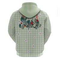 Sage Green Hawaiian Palaka Hoodie Kukui Nut Money Lei - Polynesian Pride