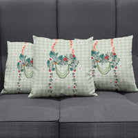 Sage Green Hawaiian Palaka Pillow Cover Kukui Nut Money Lei - Polynesian Pride