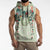 Sage Green Hawaiian Palaka Sleeveless Hoodie Kukui Nut Money Lei - Polynesian Pride