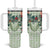 Sage Green Hawaiian Palaka Tumbler With Handle Kukui Nut Money Lei - Polynesian Pride