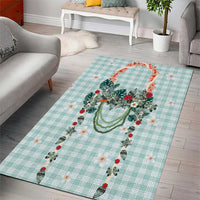 Turquoise Hawaiian Palaka Area Rug Kukui Nut Money Lei - Polynesian Pride
