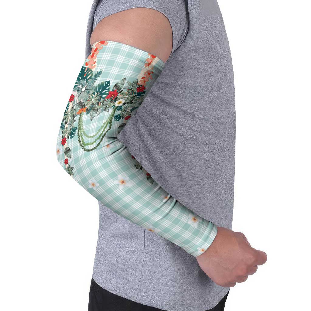 Turquoise Hawaiian Palaka Arm Sleeves Kukui Nut Money Lei - Polynesian Pride