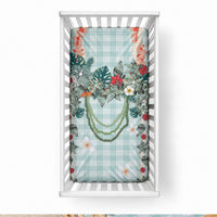 Turquoise Hawaiian Palaka Baby Bed Cover Kukui Nut Money Lei LT9 28 × 52 in Turquoise - Polynesian Pride