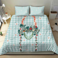Turquoise Hawaiian Palaka Bedding Set Kukui Nut Money Lei - Polynesian Pride