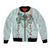 Turquoise Hawaiian Palaka Bomber Jacket Kukui Nut Money Lei - Polynesian Pride