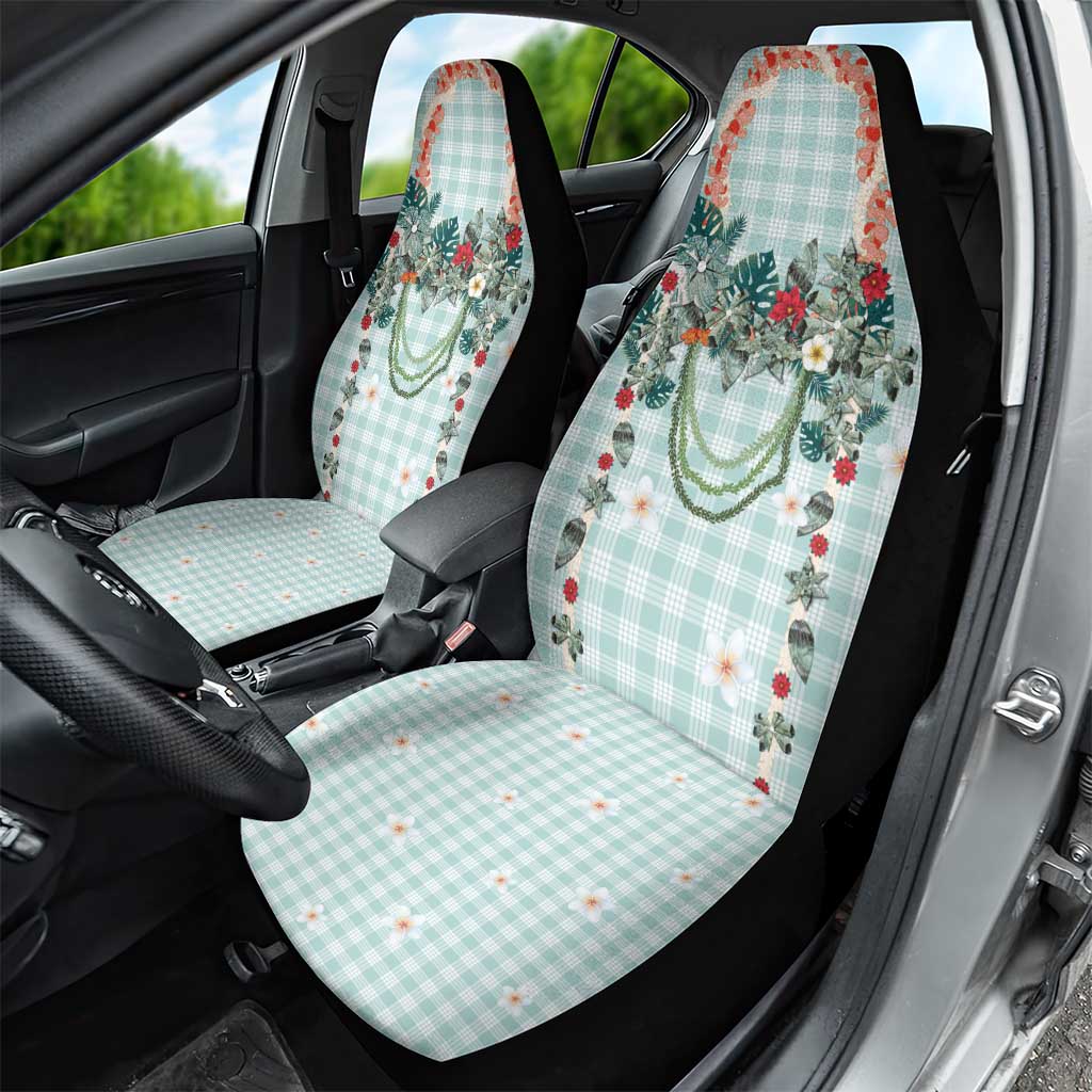 Turquoise Hawaiian Palaka Car Seat Cover Kukui Nut Money Lei - Polynesian Pride