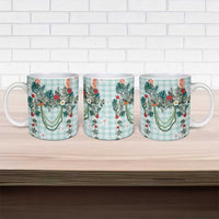 Turquoise Hawaiian Palaka Ceramic Mug Kukui Nut Money Lei - Polynesian Pride