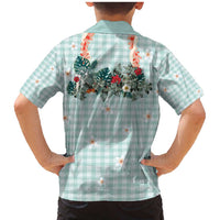 Turquoise Hawaiian Palaka Family Matching Mermaid Dress and Hawaiian Shirt Kukui Nut Money Lei LT9 - Polynesian Pride