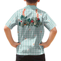 Turquoise Hawaiian Palaka Family Matching Off Shoulder Short Dress and Hawaiian Shirt Kukui Nut Money Lei LT9 - Polynesian Pride
