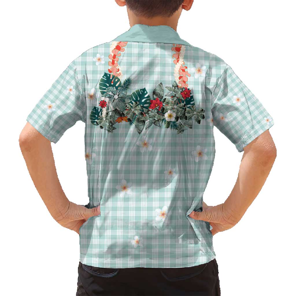 Turquoise Hawaiian Palaka Family Matching Summer Maxi Dress and Hawaiian Shirt Kukui Nut Money Lei LT9 - Polynesian Pride