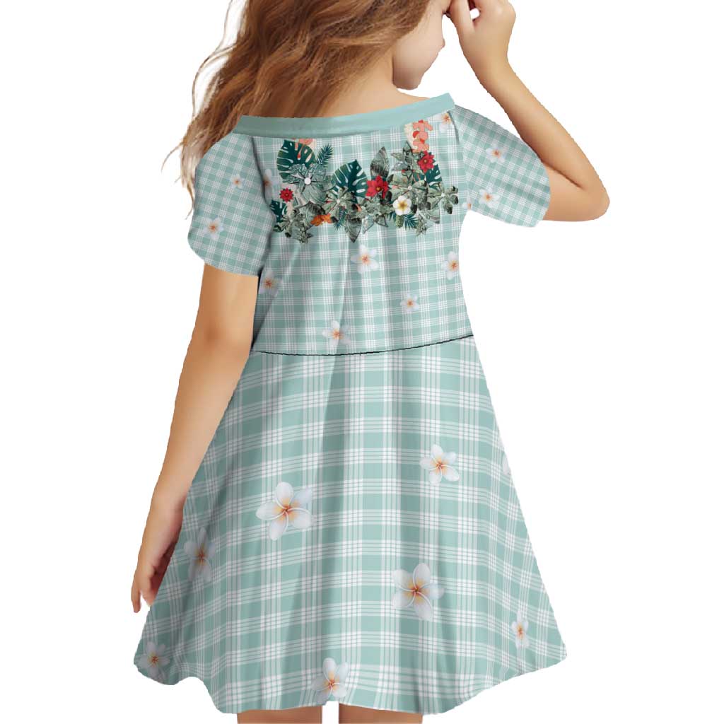 Turquoise Hawaiian Palaka Family Matching Tank Maxi Dress and Hawaiian Shirt Kukui Nut Money Lei - Polynesian Pride