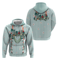 Turquoise Hawaiian Palaka Hoodie Kukui Nut Money Lei - Polynesian Pride