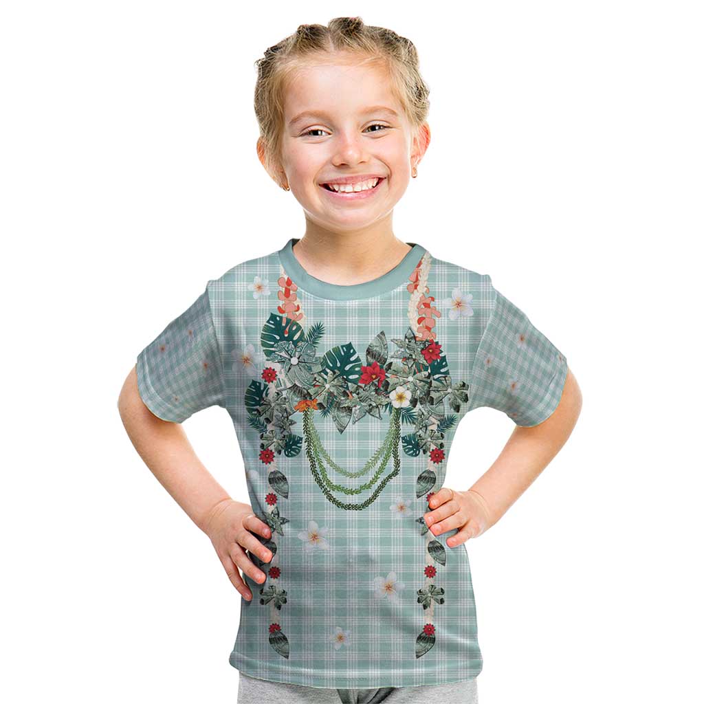Turquoise Hawaiian Palaka Kid T Shirt Kukui Nut Money Lei LT9 Turquoise - Polynesian Pride