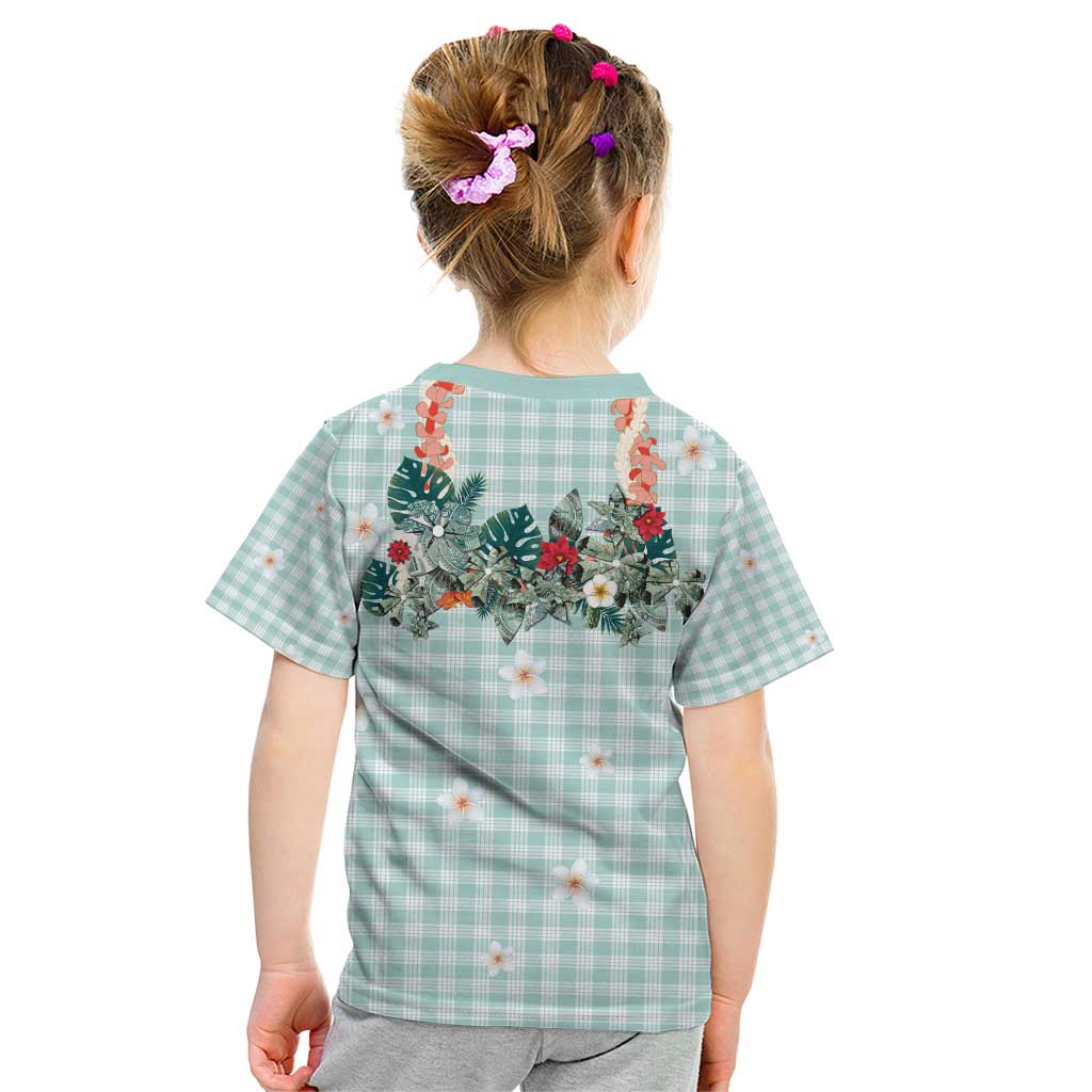 Turquoise Hawaiian Palaka Kid T Shirt Kukui Nut Money Lei LT9 - Polynesian Pride