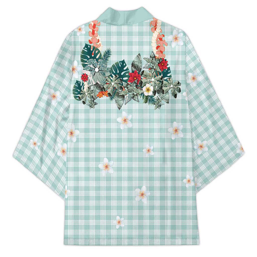 Turquoise Hawaiian Palaka Kimono Kukui Nut Money Lei - Polynesian Pride