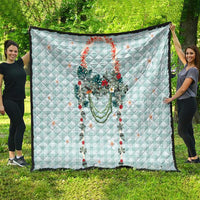 Turquoise Hawaiian Palaka Quilt Kukui Nut Money Lei - Polynesian Pride