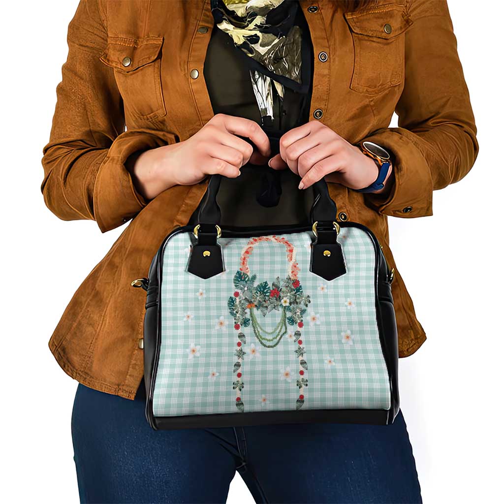 Turquoise Hawaiian Palaka Shoulder Handbag Kukui Nut Money Lei - Polynesian Pride