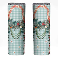 Turquoise Hawaiian Palaka Skinny Tumbler Kukui Nut Money Lei - Polynesian Pride