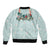Turquoise Hawaiian Palaka Sleeve Zip Bomber Jacket Kukui Nut Money Lei - Polynesian Pride