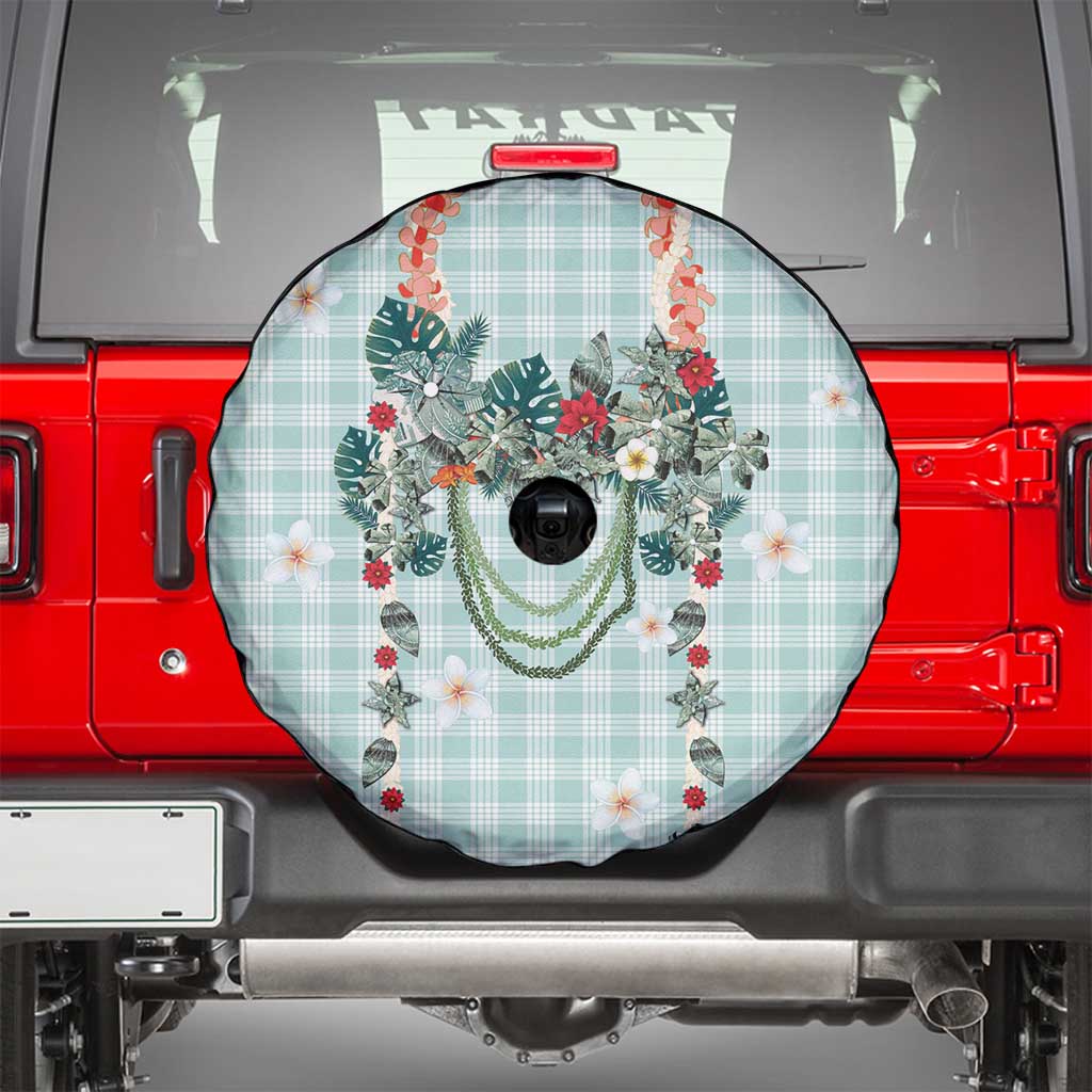 Turquoise Hawaiian Palaka Spare Tire Cover Kukui Nut Money Lei - Polynesian Pride