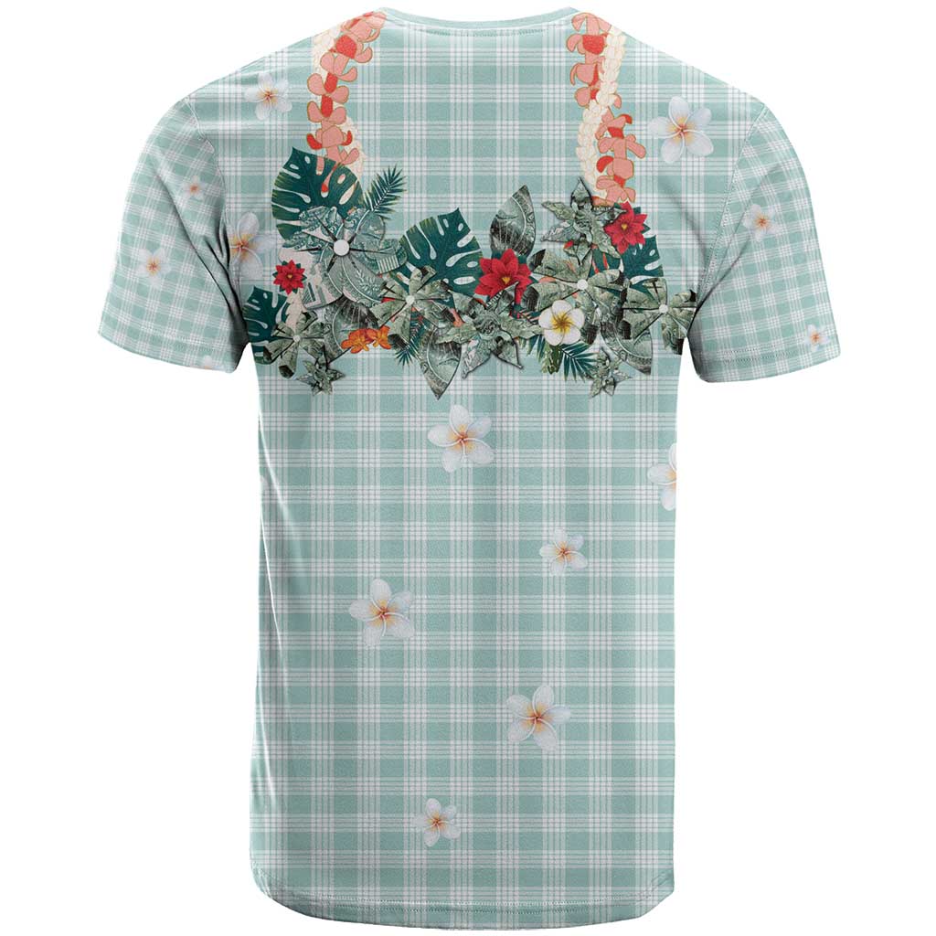 Turquoise Hawaiian Palaka T Shirt Kukui Nut Money Lei - Polynesian Pride
