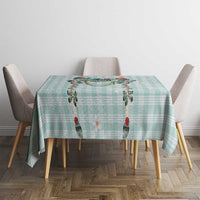 Turquoise Hawaiian Palaka Tablecloth Kukui Nut Money Lei - Polynesian Pride