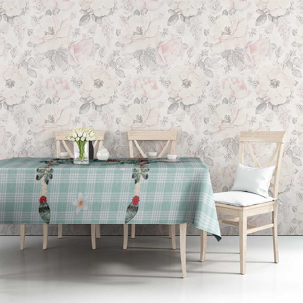 Turquoise Hawaiian Palaka Tablecloth Kukui Nut Money Lei - Polynesian Pride