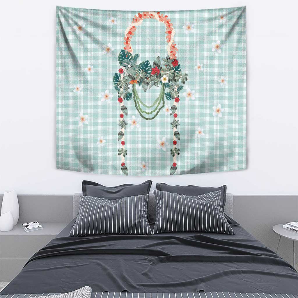 Turquoise Hawaiian Palaka Tapestry Kukui Nut Money Lei - Polynesian Pride