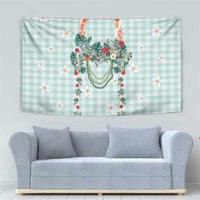 Turquoise Hawaiian Palaka Tapestry Kukui Nut Money Lei - Polynesian Pride