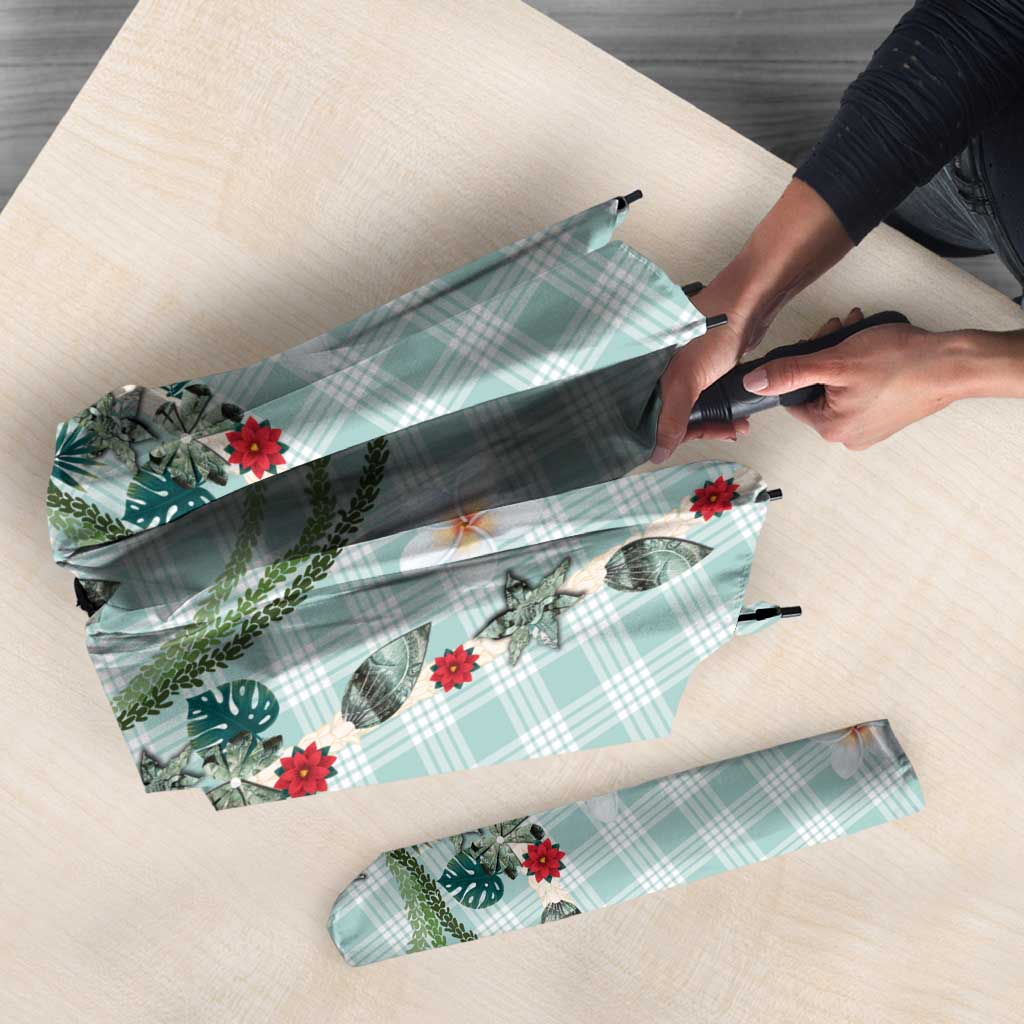 Turquoise Hawaiian Palaka Umbrella Kukui Nut Money Lei - Polynesian Pride