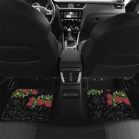 Meri Kirihimete Tuatara Car Mats New Zealand Fern with Puhutukawa Flowers LT9 Set 2pcs - Back Green - Polynesian Pride