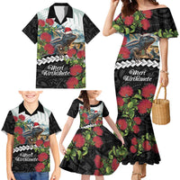 Meri Kirihimete Tuatara Family Matching Mermaid Dress and Hawaiian Shirt New Zealand Fern with Puhutukawa Flowers LT9 - Polynesian Pride
